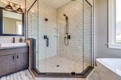 Modern Shower with Black Frame
